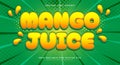 Mango Juice 3d editable text effect Template Royalty Free Stock Photo