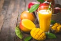 Mango juice in the glass Royalty Free Stock Photo