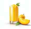mango juice with mango slice isolated on white background. glass of mango juice. Created with Generative AI technology. Royalty Free Stock Photo