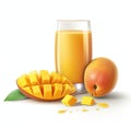 mango juice with mango slice isolated on white background. glass of mango juice. Created with Generative AI technology. Royalty Free Stock Photo