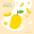Mango Juicy Milk Fruit of Summer Cartoon Vector