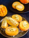 Mango Kulfi, frozen desert inside mango fruit Royalty Free Stock Photo