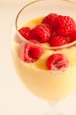 Mango lassi with raspberries Royalty Free Stock Photo