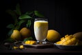 Mango Lassi, Yellow Fruit Smoothie, Banana Milkshake, Mango Lassi, Abstract Generative Ai Illustration