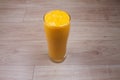 Mango lassi, yogurt or smoothie with turmeric. Healthy pro biotic Indian cold summer drinks
