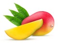 Mango with a leaf exotic friut with slice Royalty Free Stock Photo