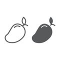 Mango line and glyph icon, tropical and food, fruit sign, vector graphics, a linear pattern on a white background.