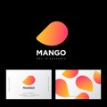 Mango logo. Deli and desserts sweet cafe. Mango and letters. Sweets emblem.