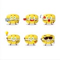 Mango macaron cartoon character with various types of business emoticons Royalty Free Stock Photo