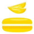 Mango macaroon icon cartoon vector. Cake french