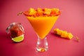 Mango Margarita with a Turmeric Chili Twist and Mango Garnish