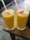 Mango Milk Shake With coconut powder Royalty Free Stock Photo