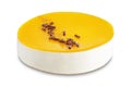 Mango mousse cake on a white isolated background Royalty Free Stock Photo