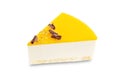 Mango mousse cake on a white isolated background Royalty Free Stock Photo