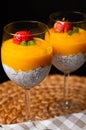 Mango mousse with chia seeds and coconut milk Royalty Free Stock Photo