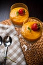 Mango mousse with chia seeds and coconut milk Royalty Free Stock Photo