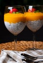 Mango mousse with chia seeds and coconut milk Royalty Free Stock Photo