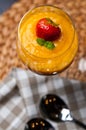 Mango mousse with chia seeds and coconut milk Royalty Free Stock Photo