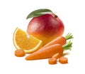 Mango orange carrot isolated on white background