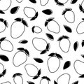 Mango outlined black over white pattern