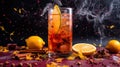 Mango Passion Fruit Iced Tea Background Selective Focus