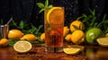 Mango Passion Fruit Iced Tea Background Selective Focus