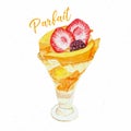 Mango patfait dessert hand draw sketch water color