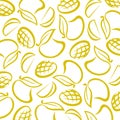 Mango pattern background set. Collection icons mango. Vector