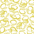 Mango pattern background set. Collection icons mango. Vector Royalty Free Stock Photo