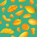 Mango pattern exotic tropical fruits illustration for seamless background