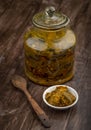 Indian homemade raw mango pickle Royalty Free Stock Photo