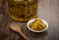 Indian homemade raw mango pickle Royalty Free Stock Photo