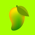 Mango ripe fruit isolated on green background, mango for clip art, illustration mango yellow green, icon mango fruit simple