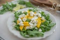 Mango Salad with feta cheese and arugula Royalty Free Stock Photo