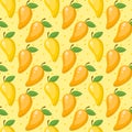 Mango seamless pattern, endless background, texture. Fruits background Vector illustration. Royalty Free Stock Photo