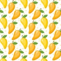 Mango seamless pattern, endless background, texture. Fruits . Vector illustration Royalty Free Stock Photo