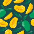 Mango seamless pattern with hand drawn style illustration Royalty Free Stock Photo