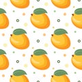 Mango seamless pattern. Sweet fruit background. Vector illustration mango. Royalty Free Stock Photo