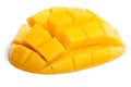 Mango slice cut to cubes isolated