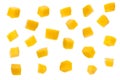 mango slice cut to cubes isolated on white Royalty Free Stock Photo