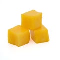 mango slice cut to cubes isolated on white Royalty Free Stock Photo