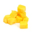 mango slice cut to cubes isolated on white Royalty Free Stock Photo