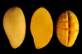 Mango slices on black background Royalty Free Stock Photo