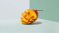 Mango with Slices on a 3D Background Royalty Free Stock Photo