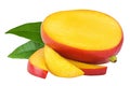 mango slices isolated on white background with full depth of field Royalty Free Stock Photo