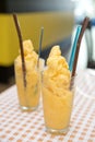 Mango smoothie fresh juice for drink Royalty Free Stock Photo