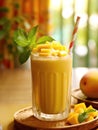 Mango smoothie in a glass