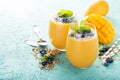 Mango smoothie in glasses Royalty Free Stock Photo