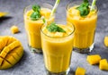 mango smoothie in tall glasses Royalty Free Stock Photo