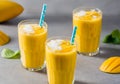 mango smoothie in tall glasses Royalty Free Stock Photo